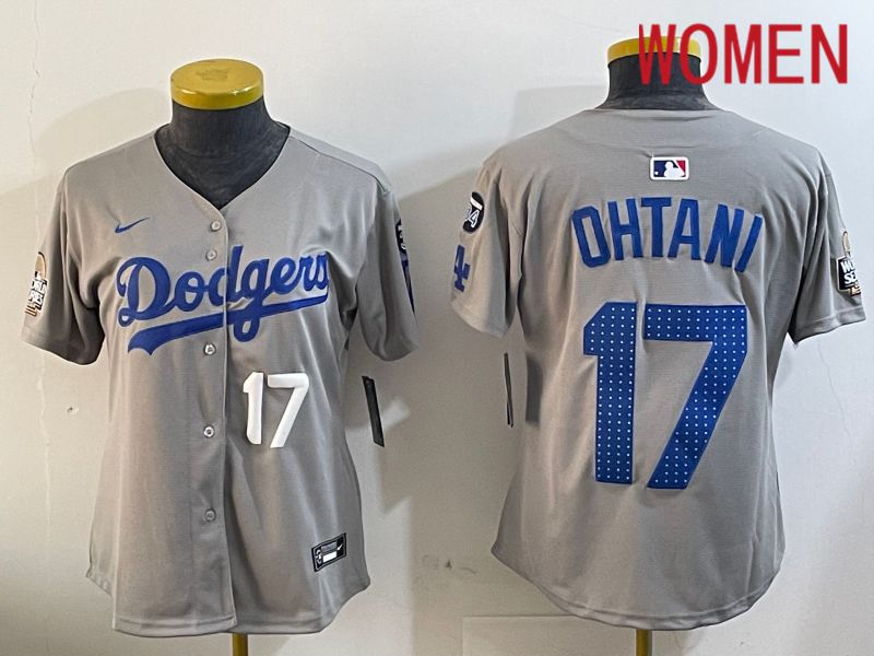 Women Los Angeles Dodgers #17 Ohtani Grey Game 2024 Nike MLB Jersey style 12054